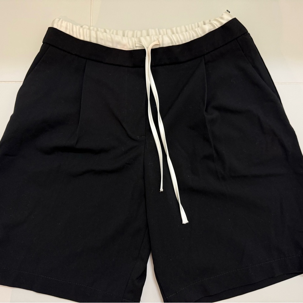 Zara double waist shorts drawstring Black and White size Small - Picture 1 of 3